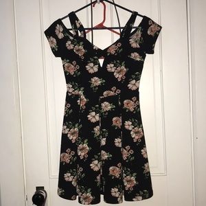 Floral cold shoulder dress